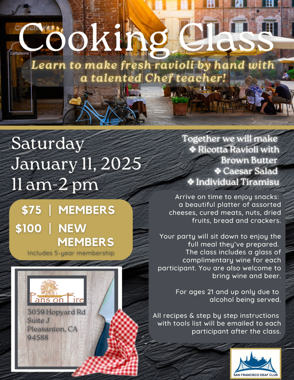 SFDC - Cooking Class - January 11, 2025, Saturday