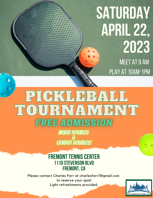 SFDC – Pickeball Tournament – April 22, 2023 – Saturday – San Francisco ...